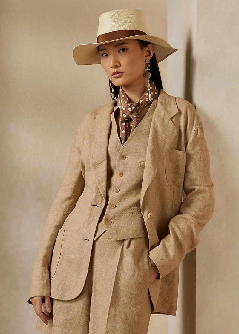 ラルフ ローレン ブレザー レディース カーキ Giuseppina Tweed Jacket ZLCHU9823
